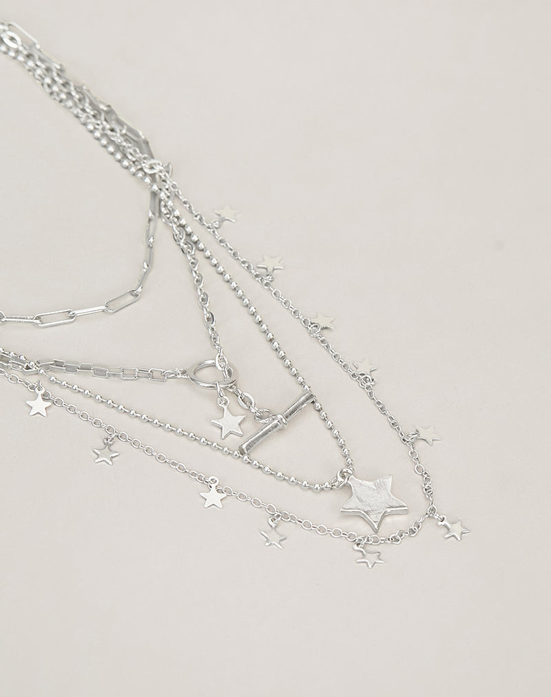 Image of Silver Plated Star Layer Necklace