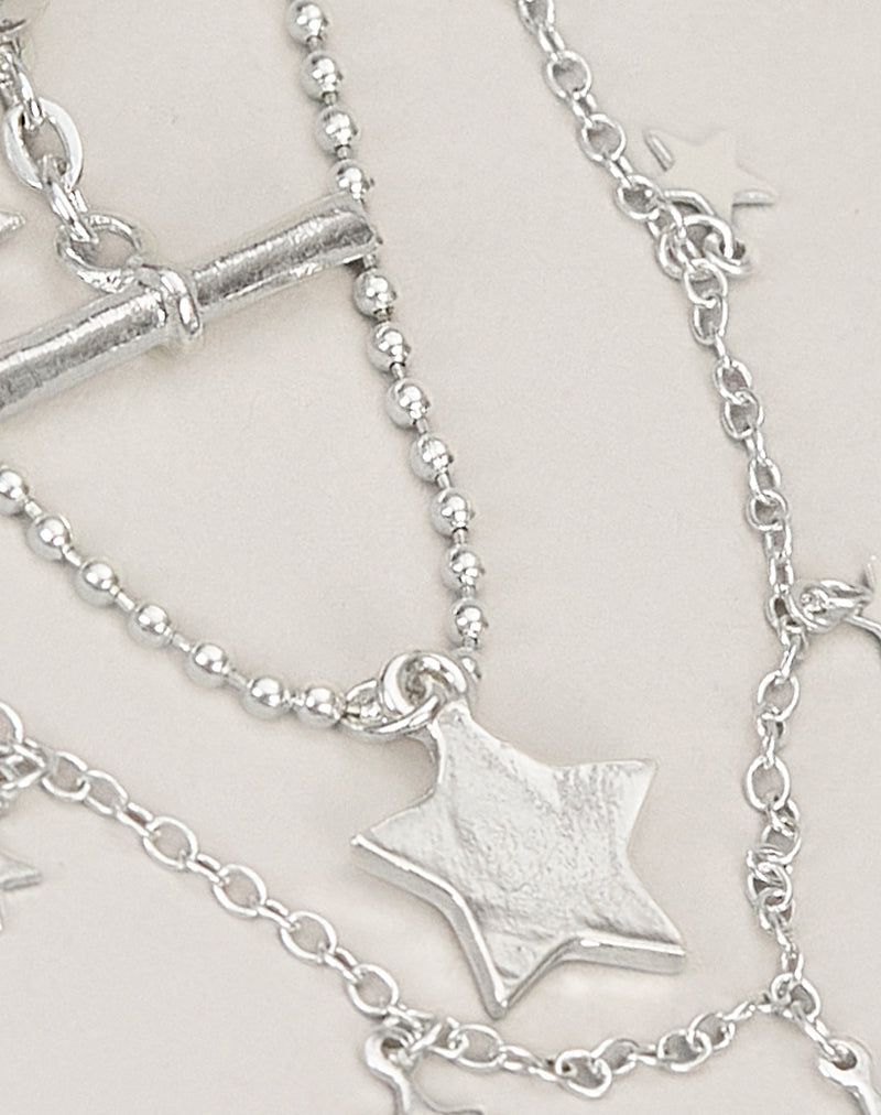 Image of Silver Plated Star Layer Necklace
