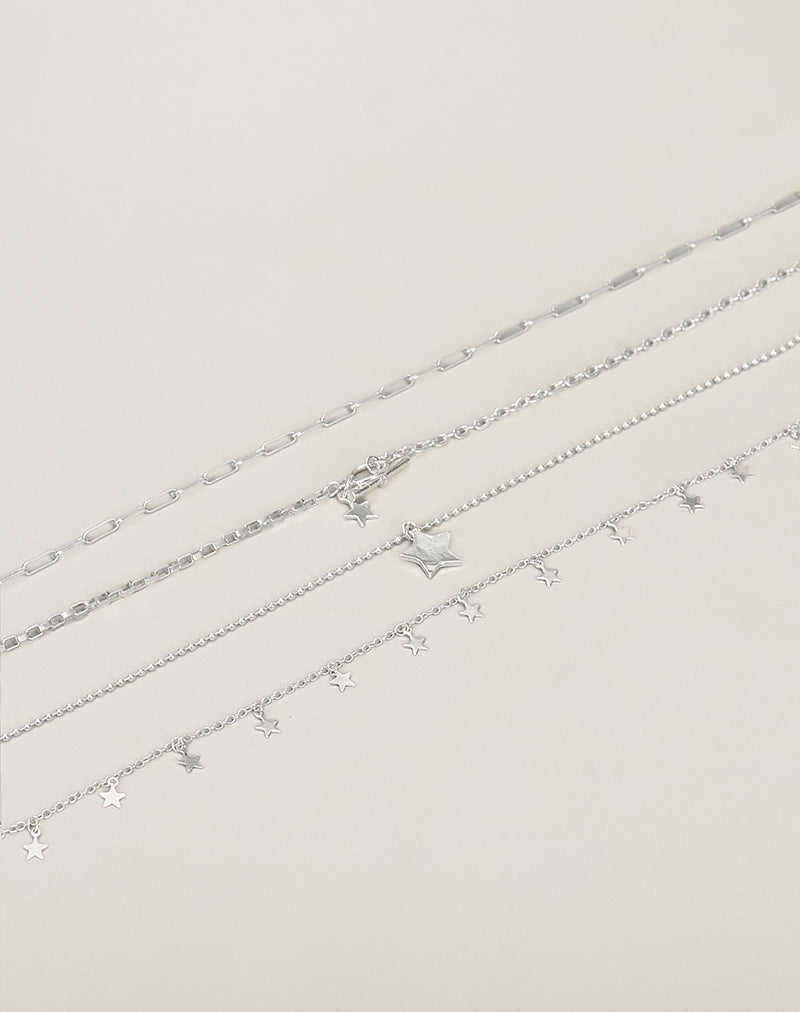 Image of Silver Plated Star Layer Necklace