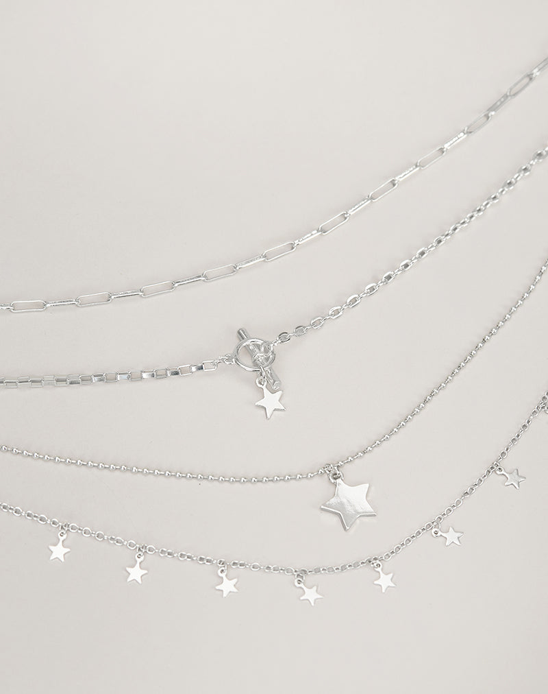 Image of Silver Plated Star Layer Necklace