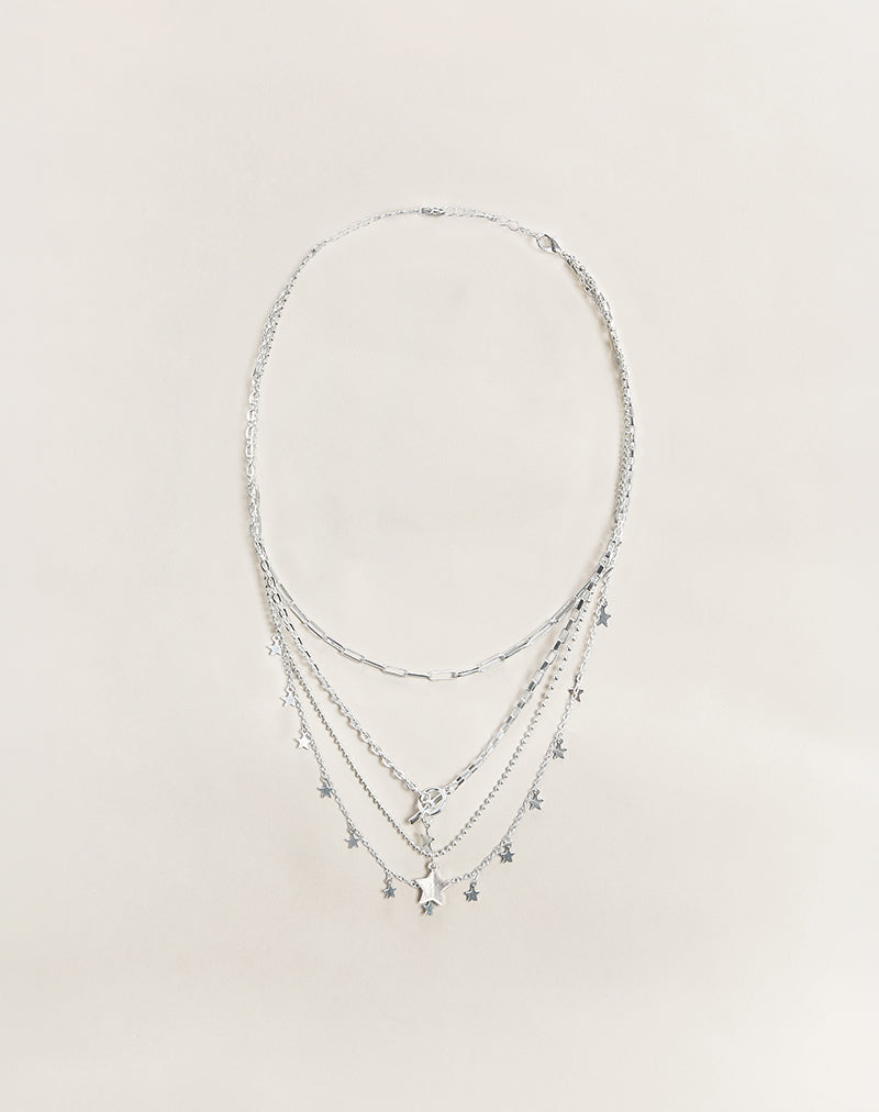 Image of Silver Plated Star Layer Necklace