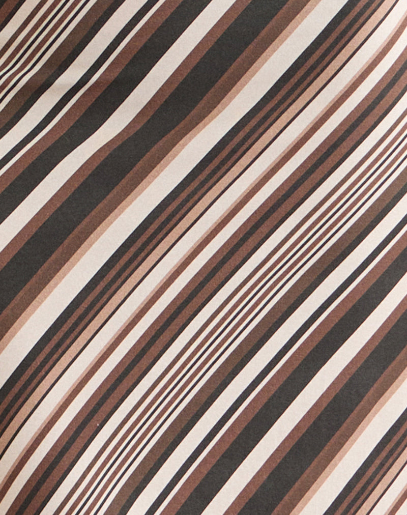 Image of Laykha Midi Skirt in Jersey Mixed Stripe Chocolate