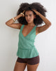 Image of Layu Plunge Wrap Top in Plisse Turquoise
