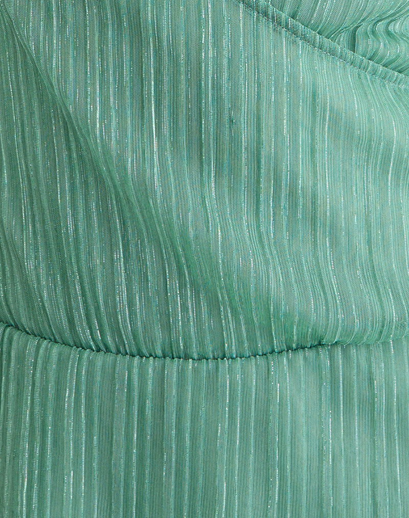 Image of Layu Plunge Wrap Top in Plisse Turquoise