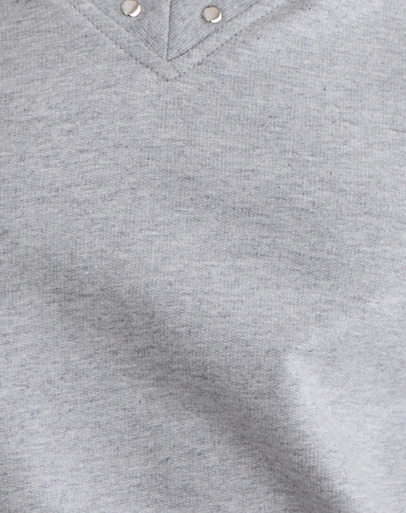 Image of Lazuly Slim Sweatshirt in Grey Marl with Studs