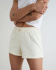 Image of Lecent Short in Winter White with Tonal M Embroidery
