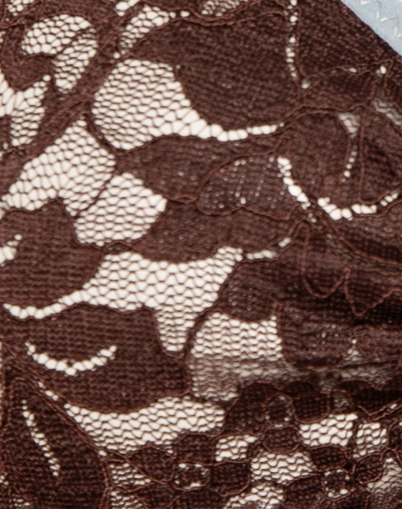 Image of Lengkai Bra in Lace Chocolate with Blue Binding
