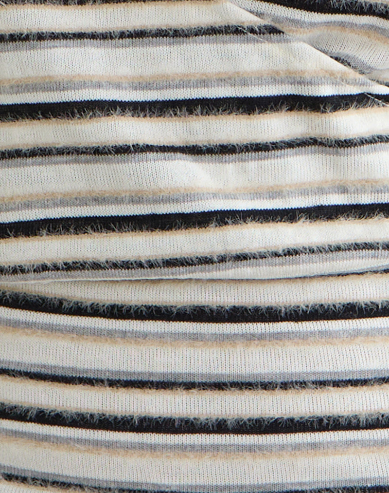 Image of Lenice Top in Cream and Brown Striped Knit