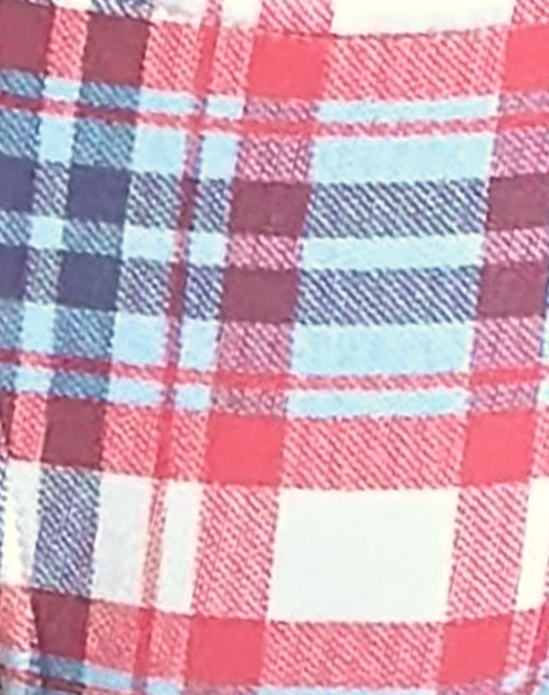 Image of Lentra Bikini Bottom in Pastel Pink Tartan with Picot Trim