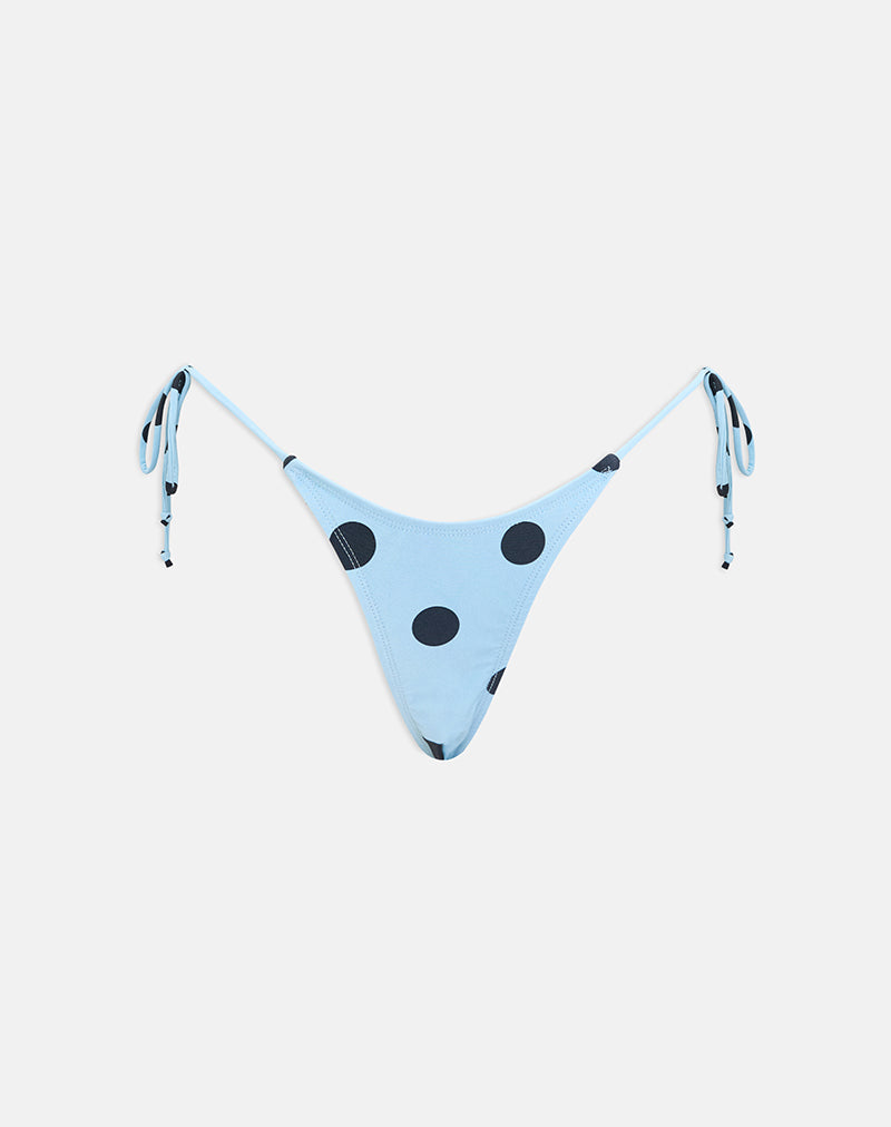 Image of Lentra Bikini Bottom in Blue with Polka Space Black