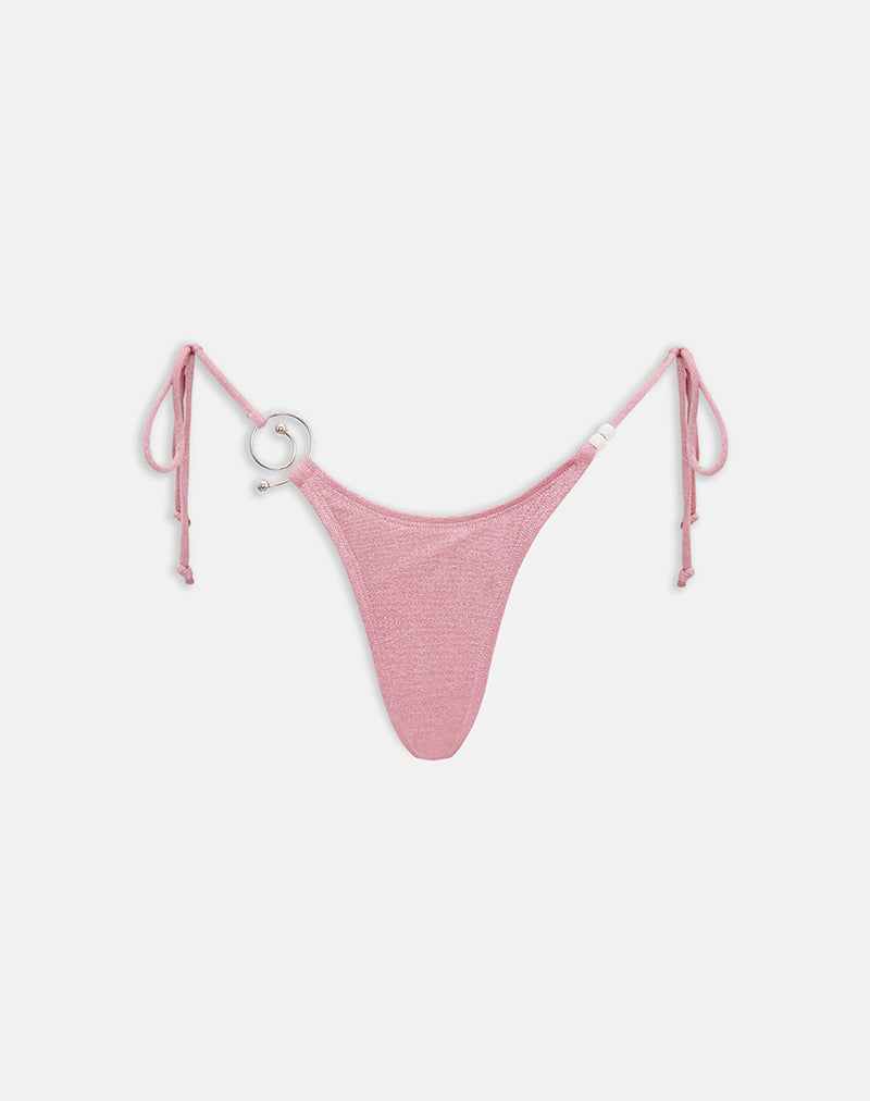 Image of Lentra Bikini Bottom in Shimmer Mauve with Spiral and Beads