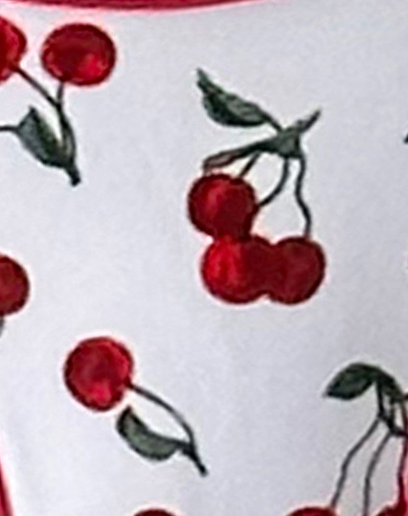 Image of Lentra Bikini Bottom in Cherries with Contrast Binding