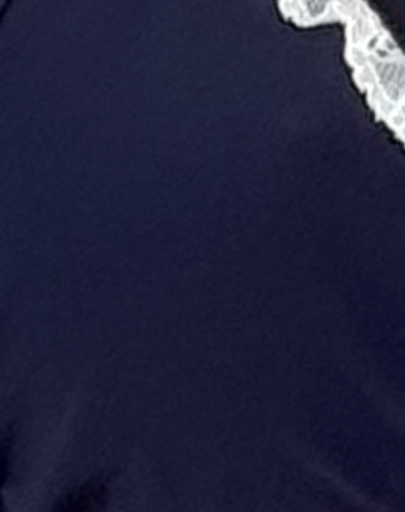 Image of Lentra Broderie Trim Bikini Bottom in Midnight Blue