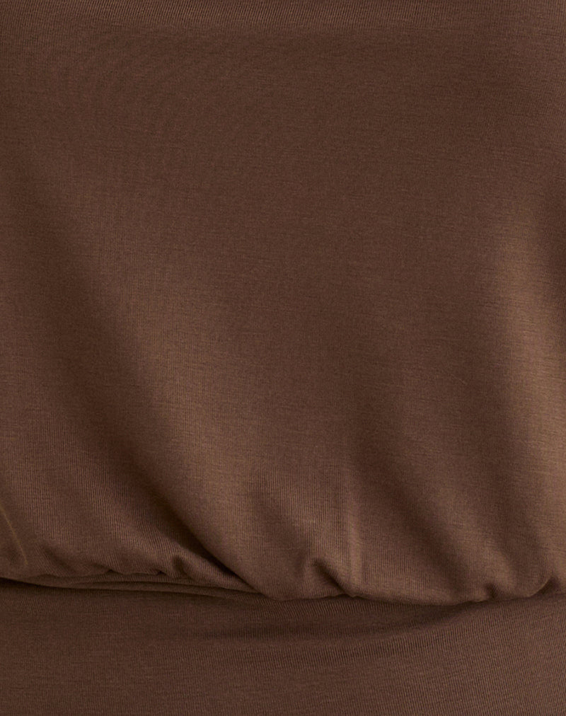 Image of Leocadia Bandeau Top in Cupro Bitter Chocolate