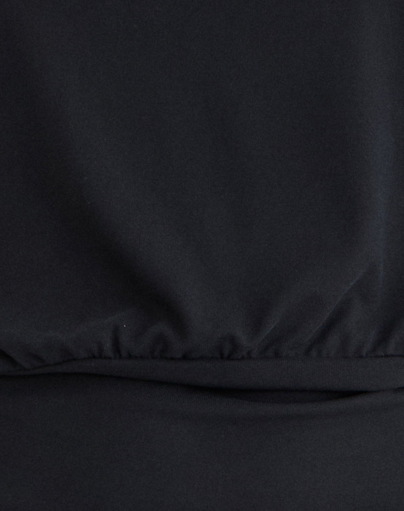 Image of Leocadia Bandeau Top in Cupro Black