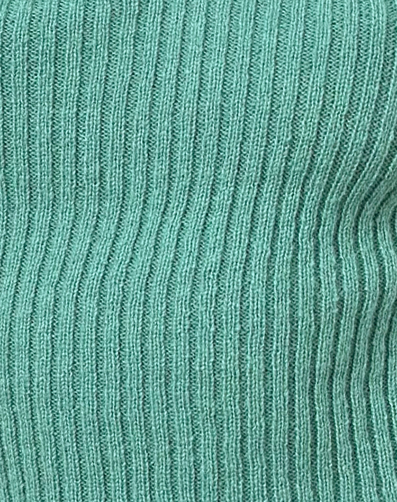 Image of Lesly Bardot Top with O Ring in Turquoise