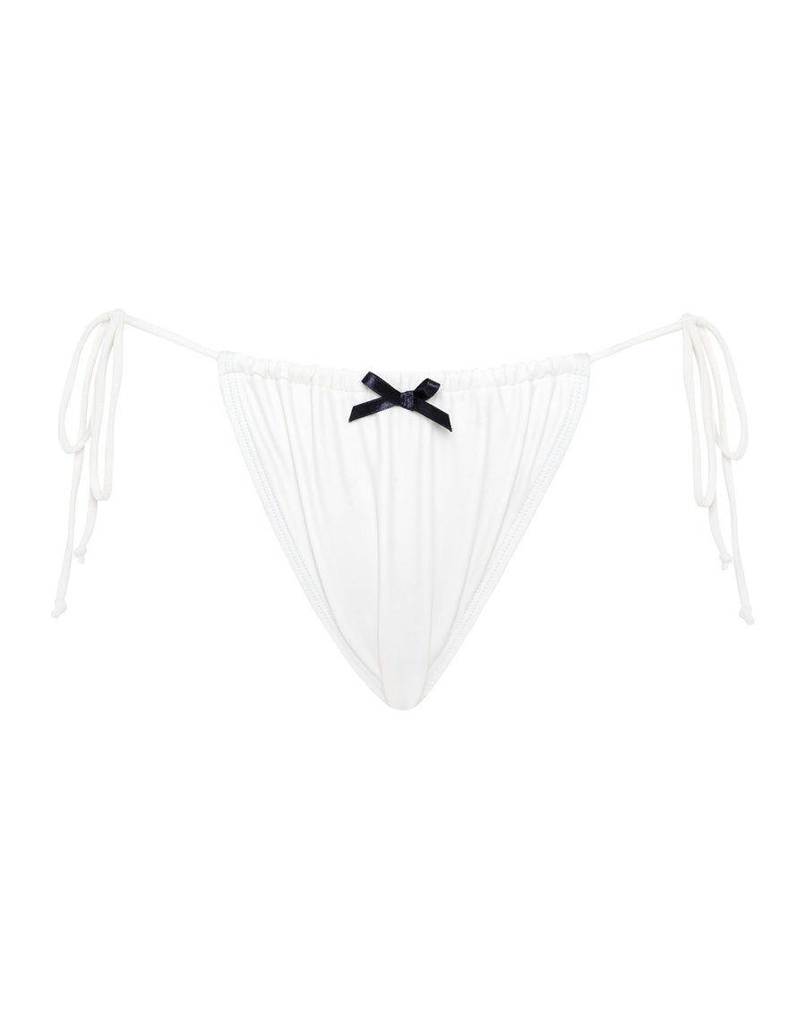 Image of Leyna Bikini Bottom in Ivory with Black Bow