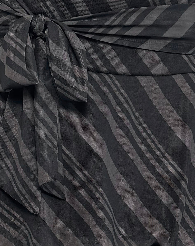 Image of Libri Mini Skirt in Irregular Stripe Grey Black