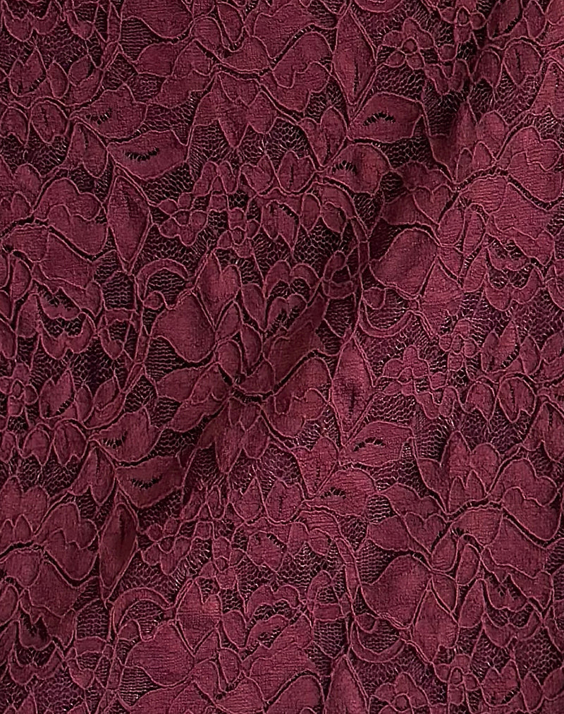 Image of Nidya Mini Skirt in Lace Burgundy with Pink Binding