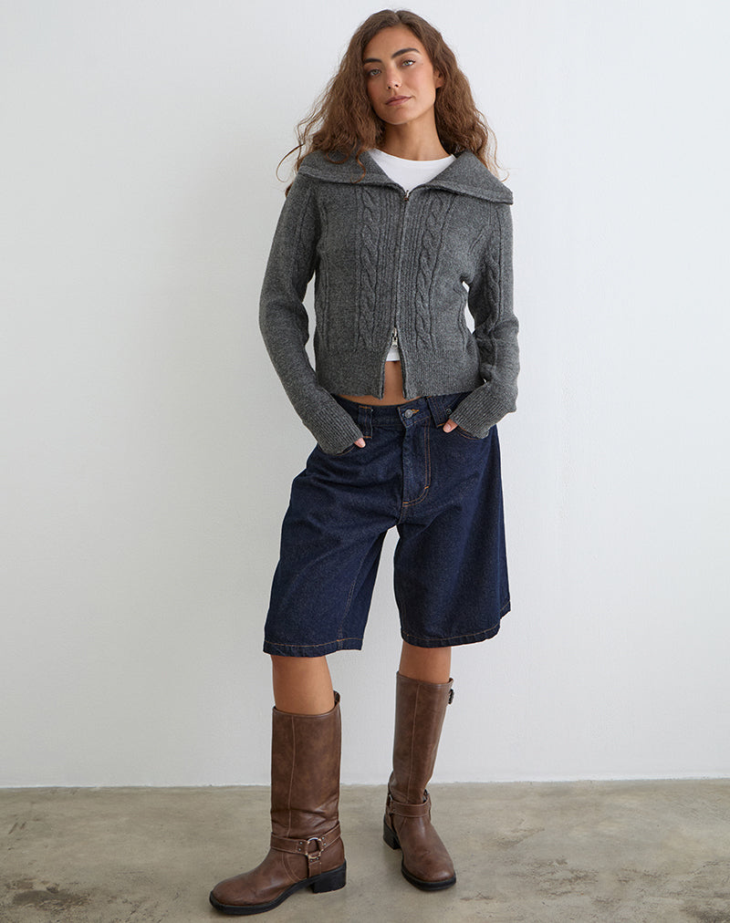 Image of Lilena Zip Jumper in Knit Dark Shadow