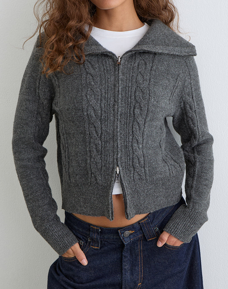 Image of Lilena Zip Jumper in Knit Dark Shadow