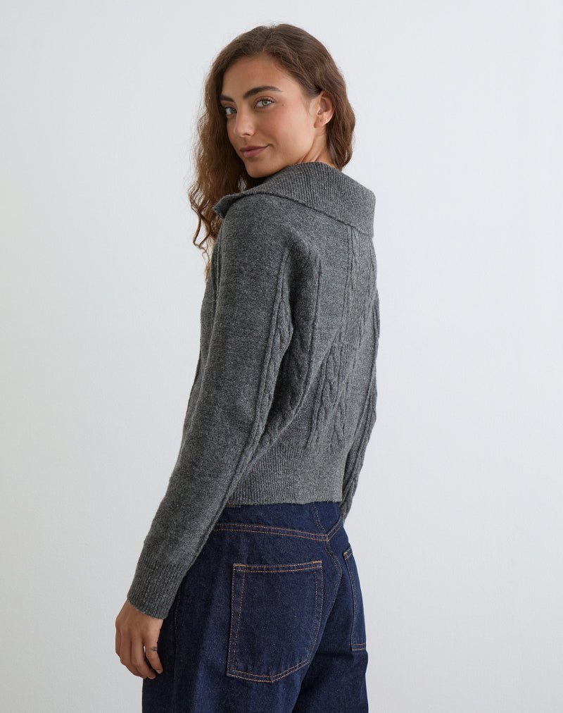 Image of Lilena Zip Jumper in Knit Dark Shadow