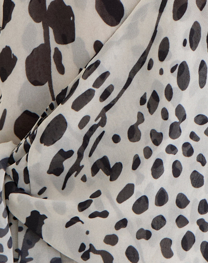 Image of Lilita Halterneck Top in Dalmatian Skin Black and Ivory