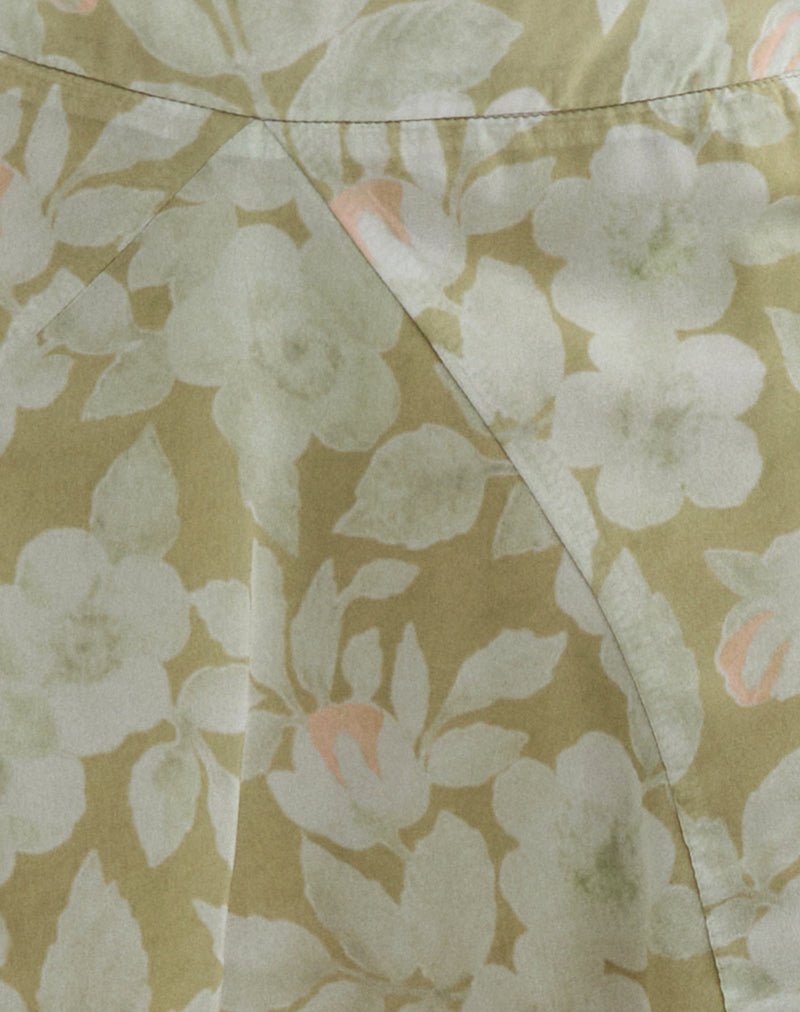 Image of Limina Drape Mini Skirt in Pale Flower Green