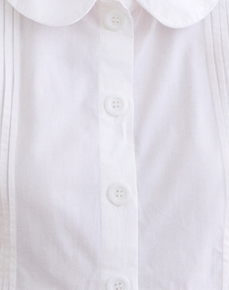 Image of Linde Blouse with Peplum Hem in Poplin White