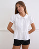 Image of Linde Blouse with Peplum Hem in Poplin White