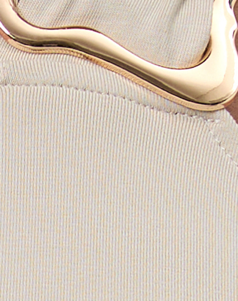 Image of Lorie Halterneck Top in Cupro Oatmilk with Metal Ring