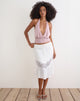 Image of Linus Midi Skirt with Lace Panel in Crinkle Off White
