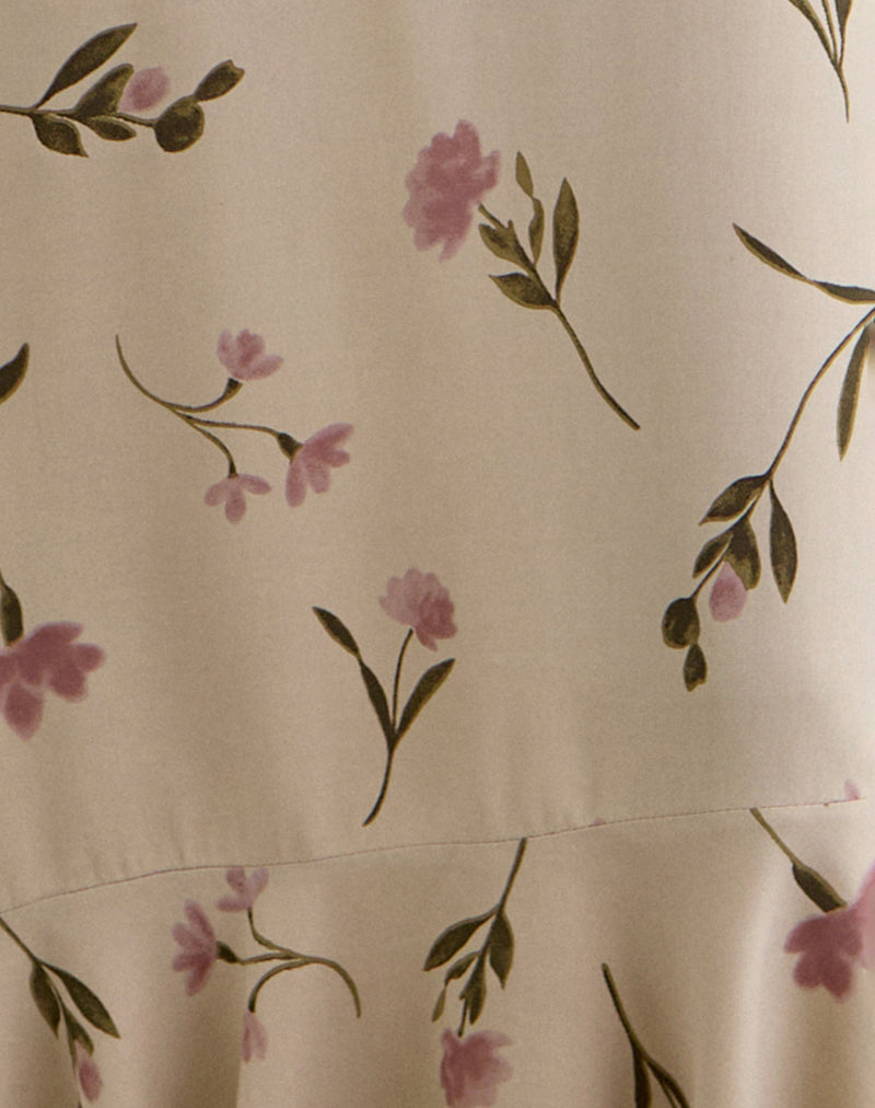Image of Lisandy Midi Dress in Bloom Leafy Taupe