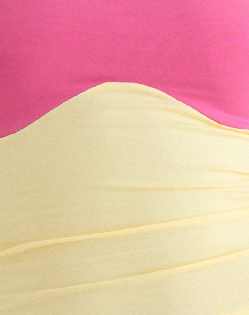 Image of Liv Top in Rayon Jersey Lemon Yellow and Deep Pink