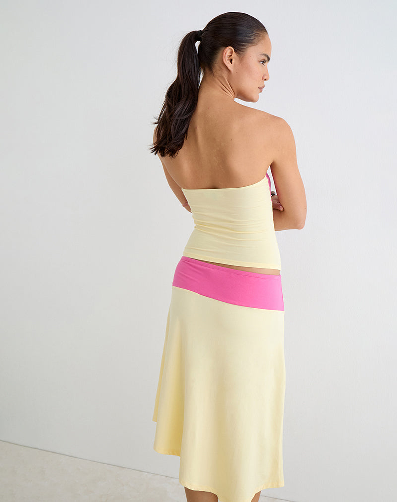 Image of Liv Top in Rayon Jersey Lemon Yellow and Deep Pink