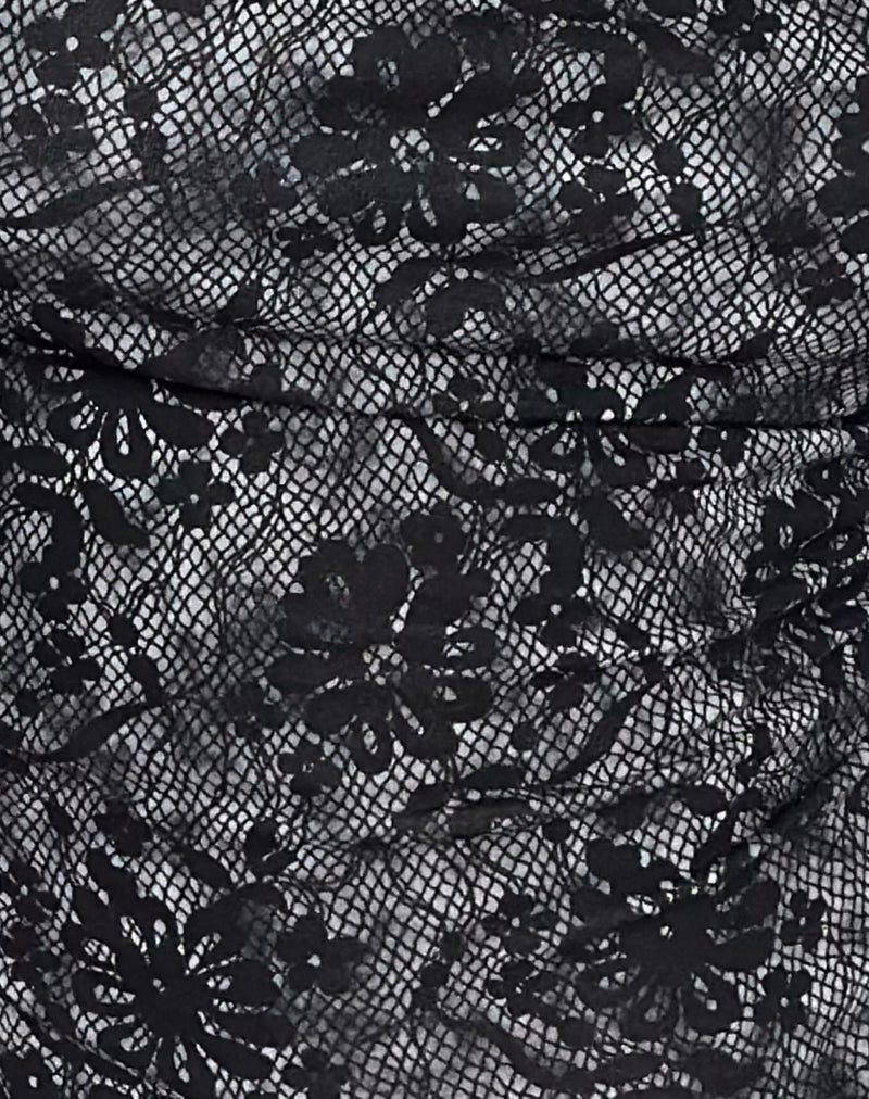 Image of Lizette Cowl Neck Top in Midnight Floral Grey