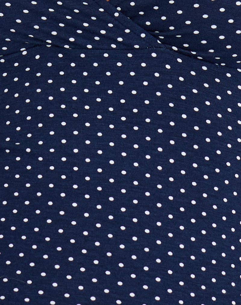 Image of Lobos Crossover Top in Jersey Micro Polka Navy