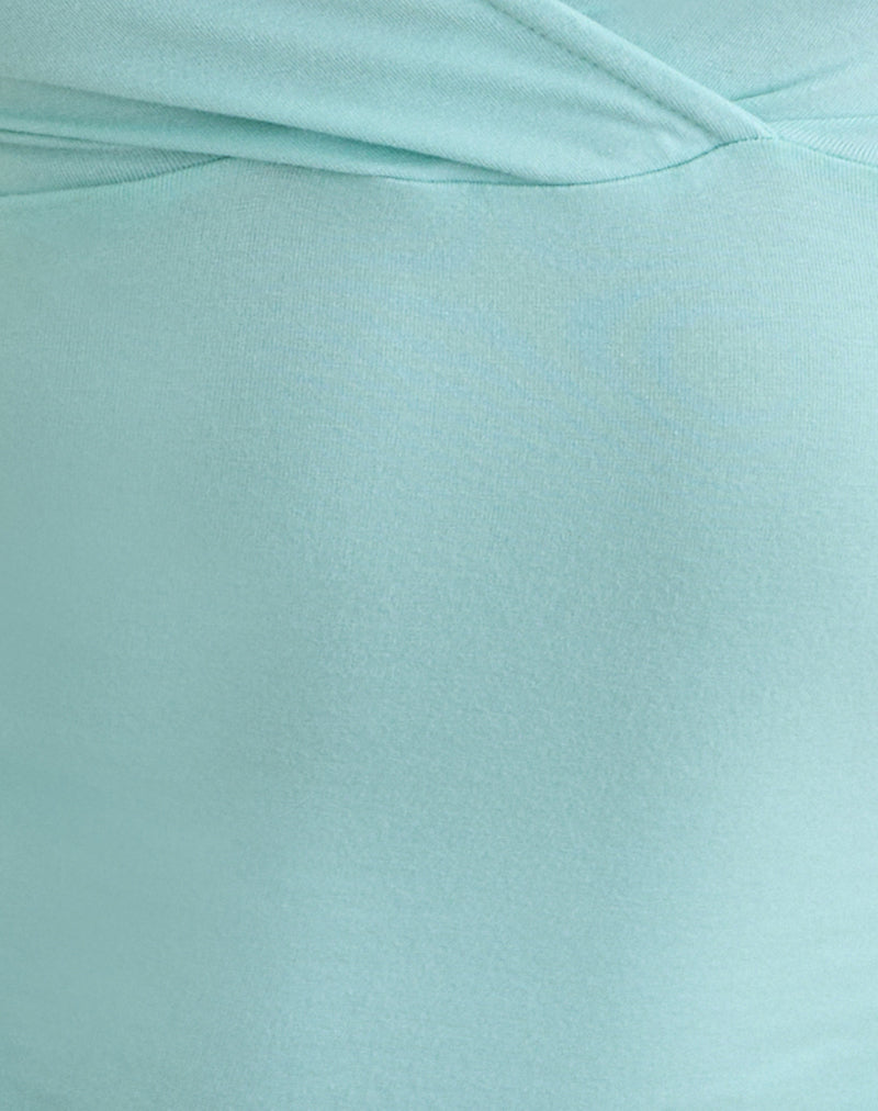 Image of Lobos Crossover Top in Rayon Jersey Aqua
