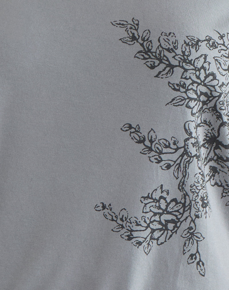Image of Lola Tie Waist Top in Artistic Floral Grey