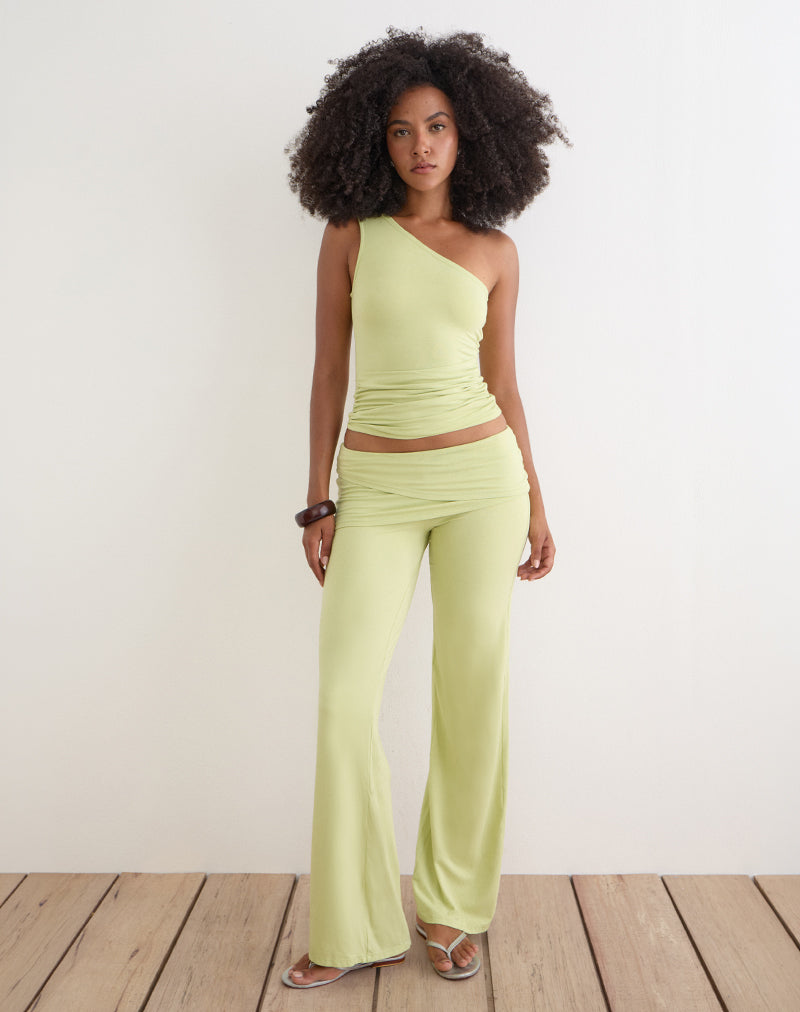 Image of Suvi Asymmetric One Shoulder Top in Rayon Jersey Pistachio