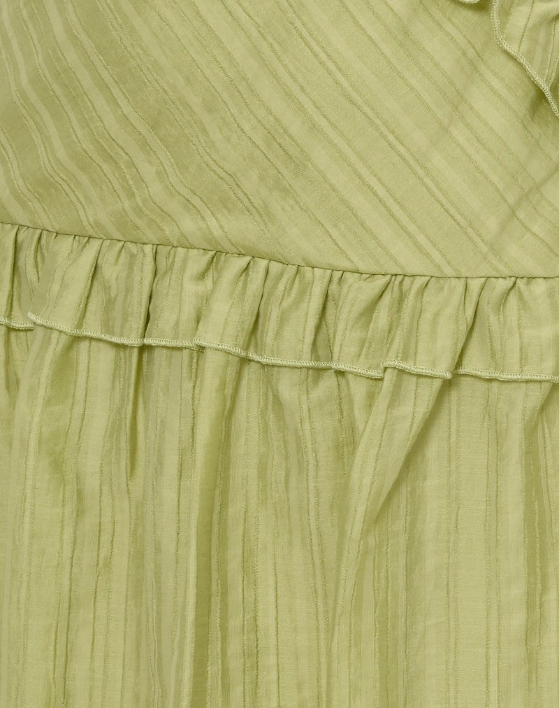 Image of Lorena Mini Dress in Chiffon Stripe Green