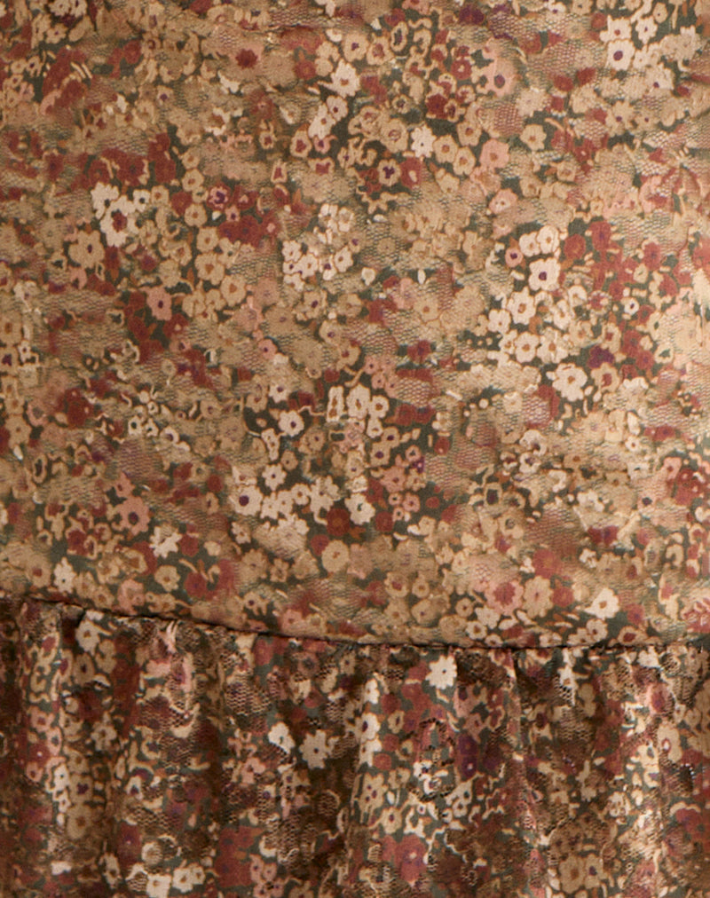 Image of Lotri Wrap Mini Dress in Cluster Floral Brown