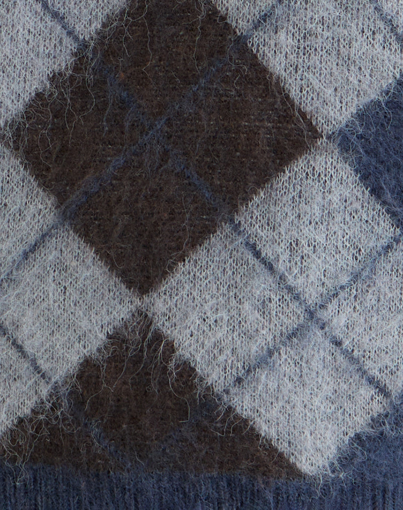 Image of Louna Jumper in Knit Argyle Check Navy