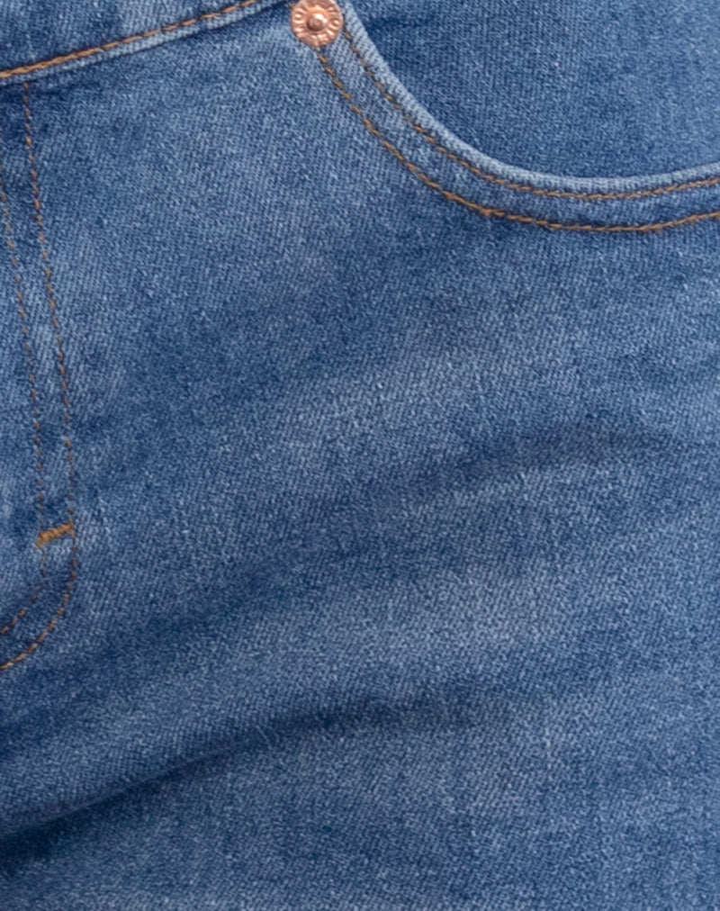 Image of Low Rise Denim Hot Pants in Bay Blue