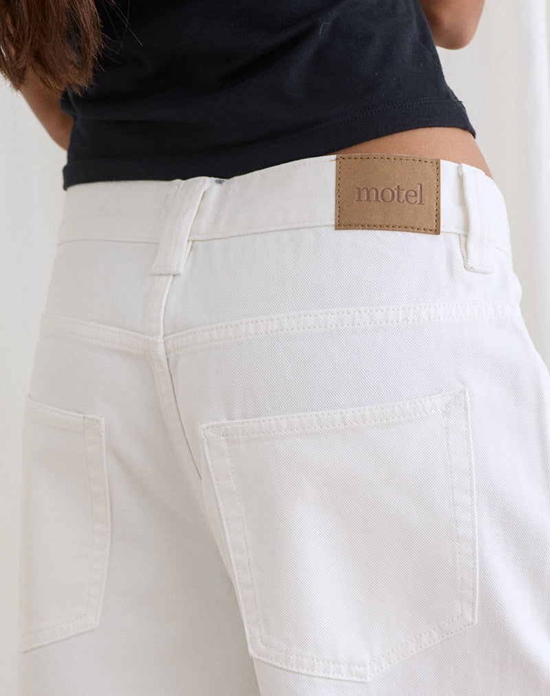 Image of Low Rise Denim Skater Short in True White