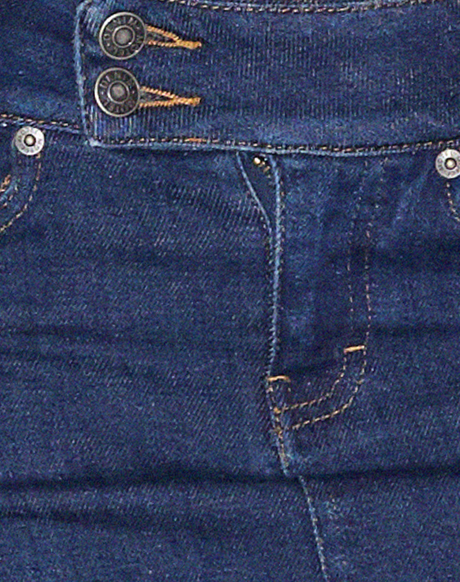 Image of Low Rise Denim Mini Skirt in Dark Vintage Wash