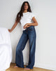 Image of Low Rise Parallel Jeans in Dark Blue