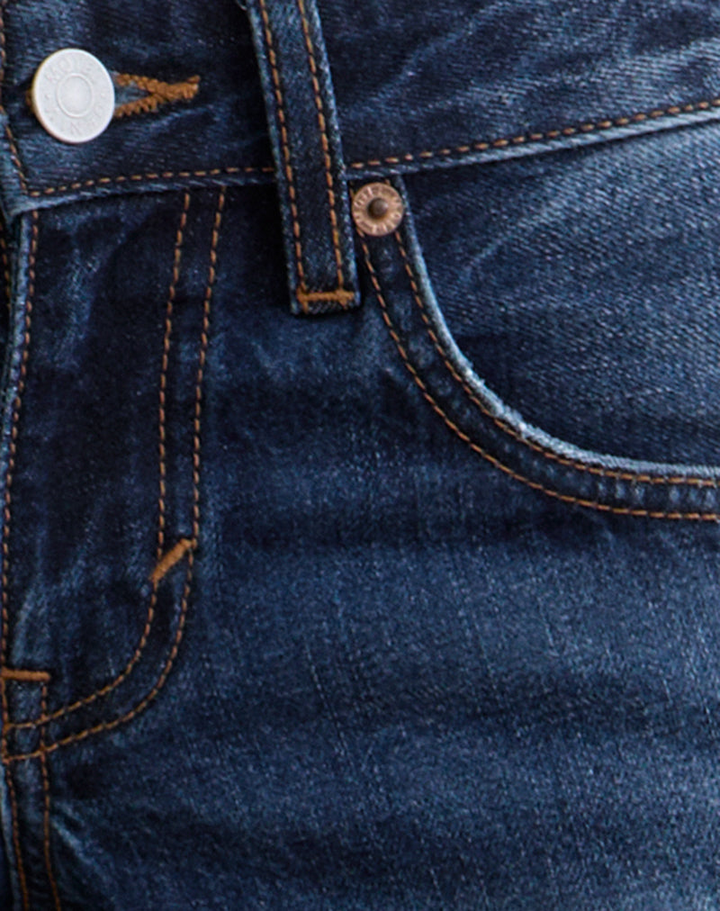 Image of Low Rise Parallel Jeans in Dark Blue