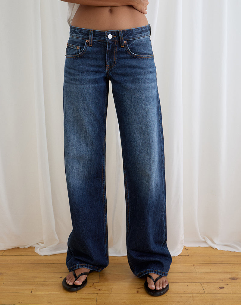 Image of Low Rise Parallel Jeans in Dark Blue
