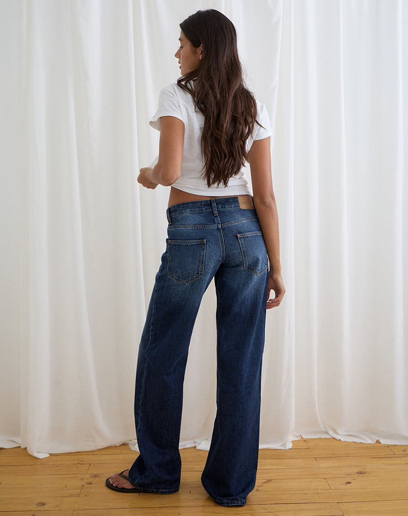 Image of Low Rise Parallel Jeans in Dark Blue